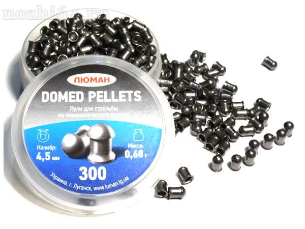 Пули ЛЮМАН Domed pellets 0.68 гр., 4,5 мм, круглая головка 300 шт., 00024411