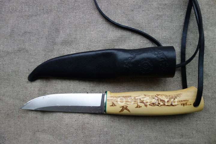 Нож Сандер.168,  Рыбка, клинок Х12МФТ, рукоять самшит, пирография