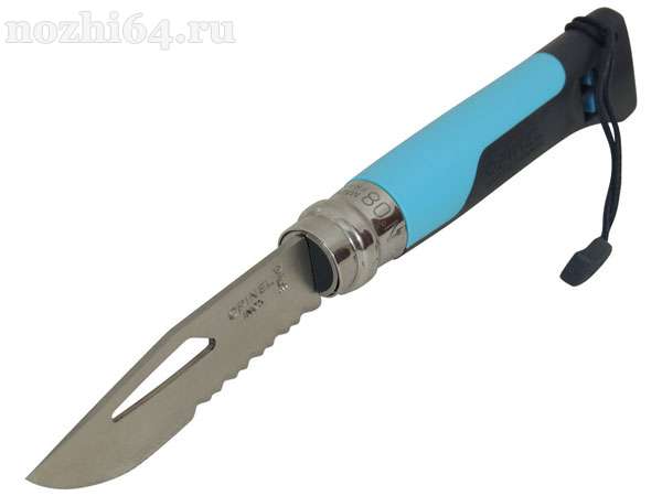 Нож Opinel Outdoor 8 (синий, лазурь), 85 мм, Sandvik 12C27