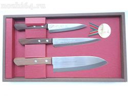 Подарочный набор Satake Natural Wood из 3-х ножей, HG8371