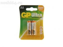 Батарейка алкалиновая GP Ultra, AA, LR6-2BL, 1.5В, блистер, 1528607