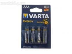 Батарейка алкалиновая Varta Energy, AAA, LR03-4BL, 1.5В, 5217292