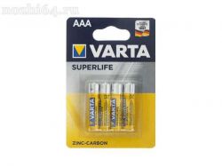 Батарейка солевая Varta SuperLife, AAA, R03-4BL, 1.5В, 5217323